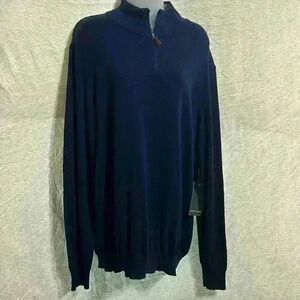 NWT Harrison DAVIS Quarter Zip Navy Sweater‎